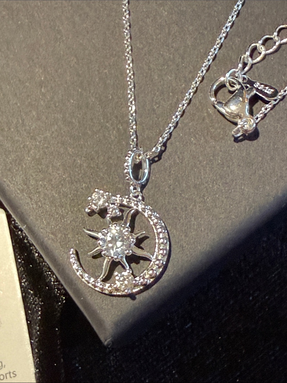 Silver Moon and Star Pendant Necklace - Sterling Silver